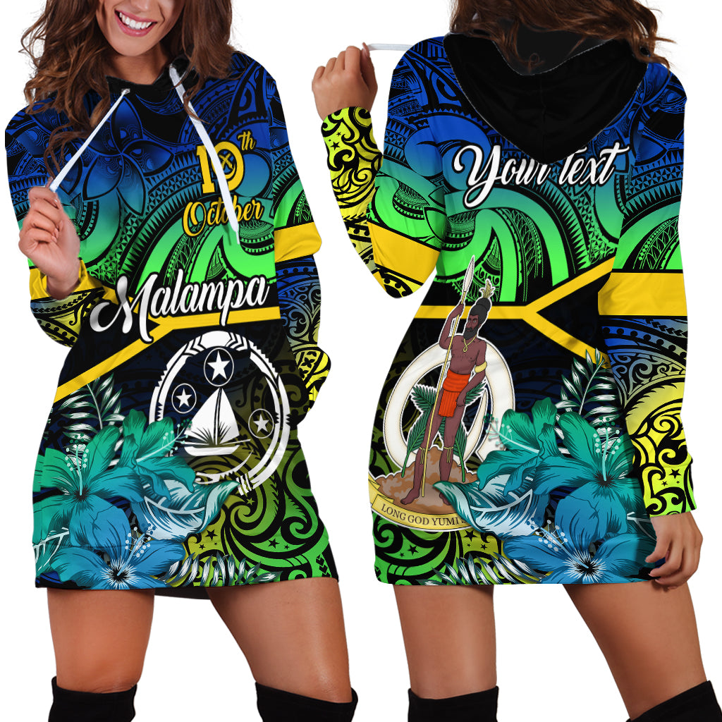Personalised Malampa Day Hoodie Dress Vanuatu Flowers with Malampa Emblem Tribal Pattern LT9 - Polynesian Pride