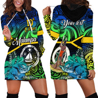 Personalised Malampa Day Hoodie Dress Vanuatu Flowers with Malampa Emblem Tribal Pattern LT9 - Polynesian Pride