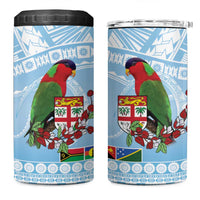 Melanesian Fiji 4 in 1 Can Cooler Tumbler Kula Bird with Tagimoucia Masi Tapa Pattern LT9 One Size: 16 oz Blue - Polynesian Pride