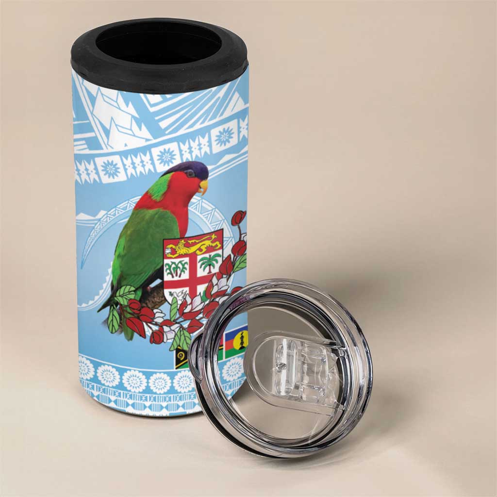 Melanesian Fiji 4 in 1 Can Cooler Tumbler Kula Bird with Tagimoucia Masi Tapa Pattern LT9 - Polynesian Pride