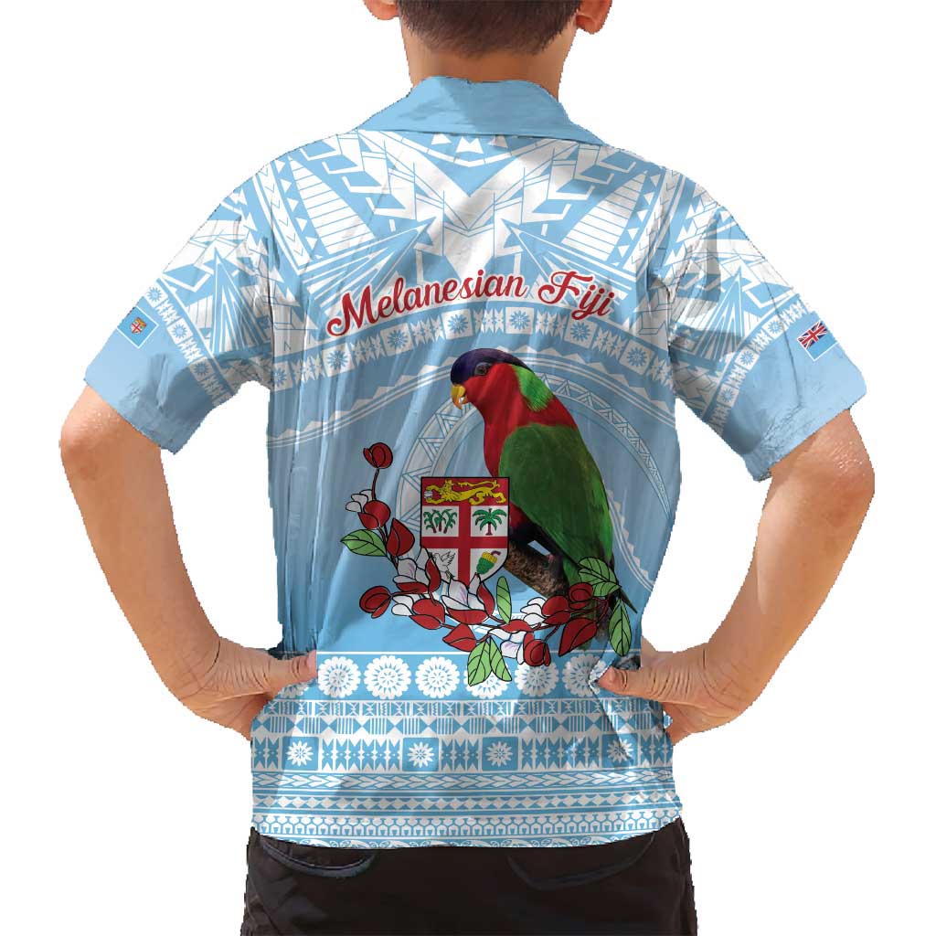 Melanesian Fiji Kula Bird Family Matching Off Shoulder Short Dress and Hawaiian Shirt with Tagimoucia Masi Tapa Pattern LT9 - Polynesian Pride