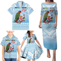 Melanesian Fiji Kula Bird Family Matching Puletasi and Hawaiian Shirt with Tagimoucia Masi Tapa Pattern LT9 - Polynesian Pride