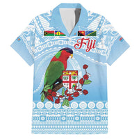 Melanesian Fiji Kula Bird Family Matching Puletasi and Hawaiian Shirt with Tagimoucia Masi Tapa Pattern LT9 Dad's Shirt - Short Sleeve Blue - Polynesian Pride