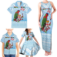 Melanesian Fiji Kula Bird Family Matching Tank Maxi Dress and Hawaiian Shirt with Tagimoucia Masi Tapa Pattern LT9 - Polynesian Pride