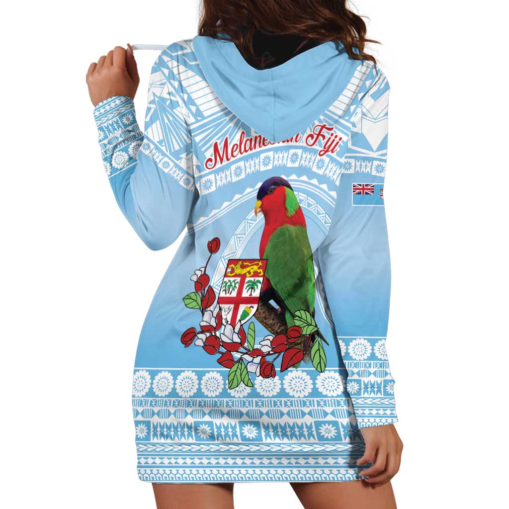 Melanesian Fiji Kula Bird Hoodie Dress with Tagimoucia Masi Tapa Pattern LT9 - Polynesian Pride