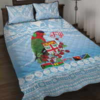 Melanesian Fiji Kula Bird Quilt Bed Set with Tagimoucia Masi Tapa Pattern LT9 Blue - Polynesian Pride