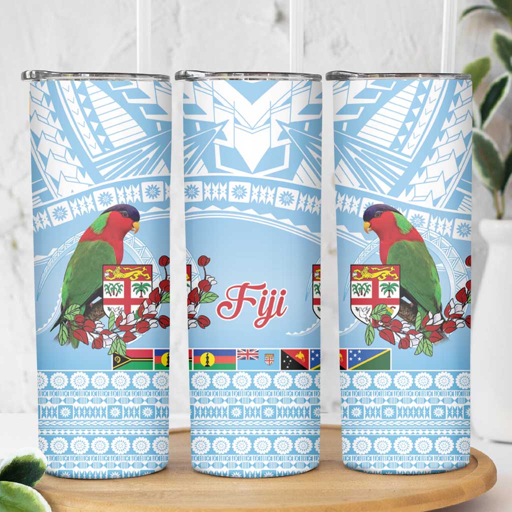 Melanesian Fiji Skinny Tumbler Kula Bird with Tagimoucia Masi Tapa Pattern LT9 - Polynesian Pride