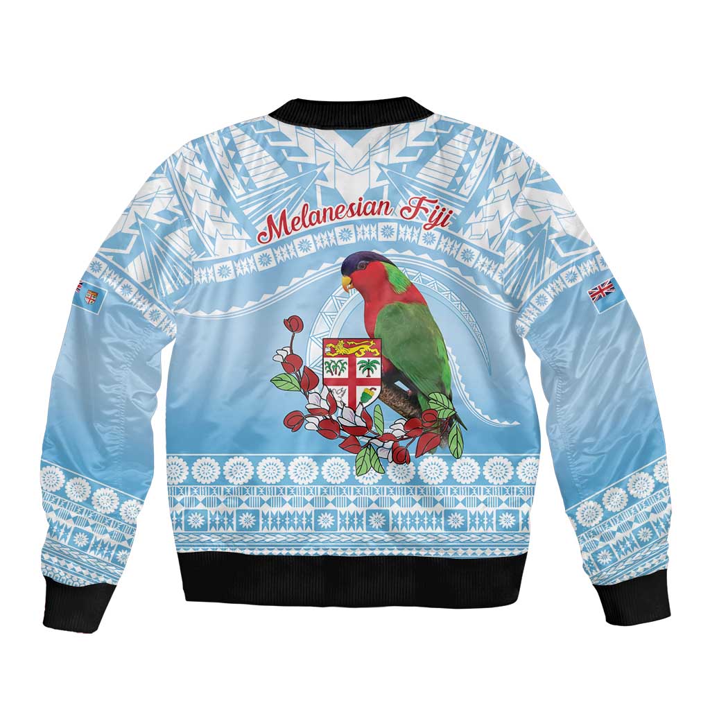 Melanesian Fiji Kula Bird Sleeve Zip Bomber Jacket with Tagimoucia Masi Tapa Pattern LT9 - Polynesian Pride