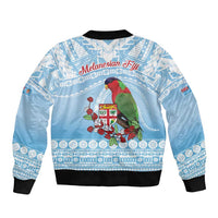 Melanesian Fiji Kula Bird Sleeve Zip Bomber Jacket with Tagimoucia Masi Tapa Pattern LT9 - Polynesian Pride