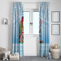 Melanesian Fiji Kula Bird Window Curtain with Tagimoucia Masi Tapa Pattern