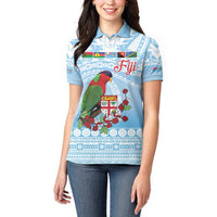 Melanesian Fiji Kula Bird Women Polo Shirt with Tagimoucia Masi Tapa Pattern LT9 - Polynesian Pride