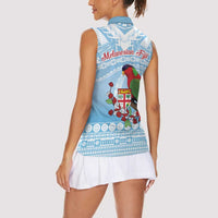 Melanesian Fiji Kula Bird Women Sleeveless Polo Shirt with Tagimoucia Masi Tapa Pattern LT9 - Polynesian Pride