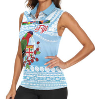 Melanesian Fiji Kula Bird Women Sleeveless Polo Shirt with Tagimoucia Masi Tapa Pattern LT9 - Polynesian Pride