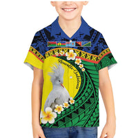 Melanesian New Caledonia Family Matching Mermaid Dress and Hawaiian Shirt Plumeria Kagu Bird and Nautilus Shell LT9 Son's Shirt Blue - Polynesian Pride