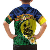 Melanesian New Caledonia Family Matching Off The Shoulder Long Sleeve Dress and Hawaiian Shirt Plumeria Kagu Bird and Nautilus Shell LT9 - Polynesian Pride