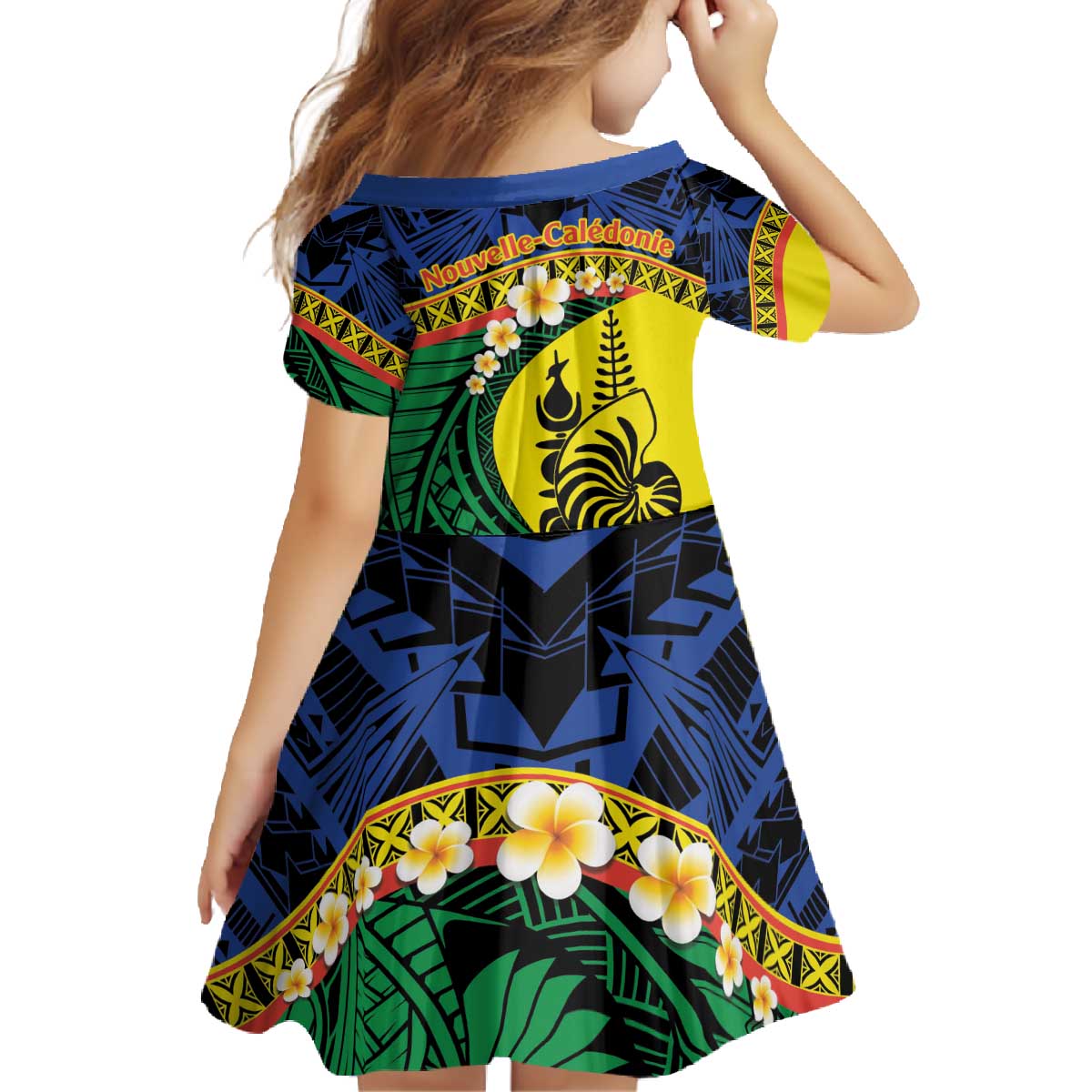 Melanesian New Caledonia Family Matching Off The Shoulder Long Sleeve Dress and Hawaiian Shirt Plumeria Kagu Bird and Nautilus Shell LT9 - Polynesian Pride