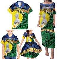 Melanesian New Caledonia Family Matching Puletasi and Hawaiian Shirt Plumeria Kagu Bird and Nautilus Shell LT9 - Polynesian Pride