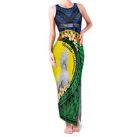 Melanesian New Caledonia Family Matching Tank Maxi Dress and Hawaiian Shirt Plumeria Kagu Bird and Nautilus Shell LT9 Mom's Dress Blue - Polynesian Pride