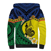 Melanesian New Caledonia Sherpa Hoodie Plumeria Kagu Bird and Nautilus Shell LT9 - Polynesian Pride