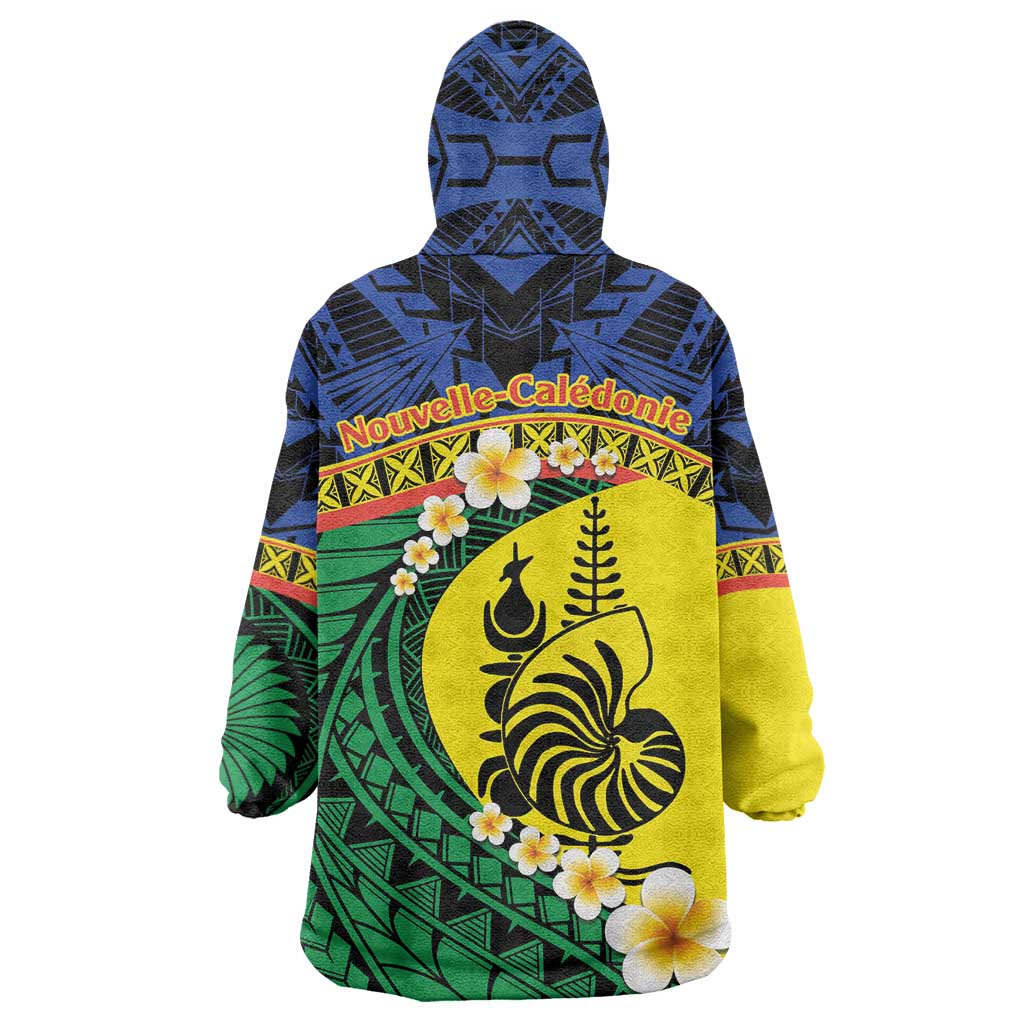 Melanesian New Caledonia Wearable Blanket Hoodie Plumeria Kagu Bird and Nautilus Shell LT9 - Polynesian Pride