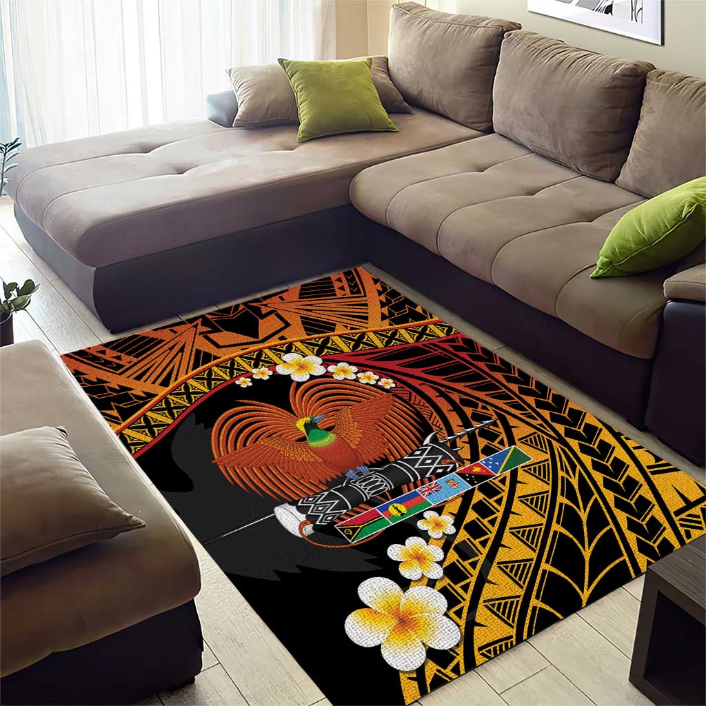 Melanesian Papua New Guinea Area Rug Plumeria Bird of Paradise Tribal LT9 - Polynesian Pride