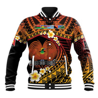 Melanesian Papua New Guinea Baseball Jacket Plumeria Bird of Paradise Tribal LT9 Unisex Red - Polynesian Pride