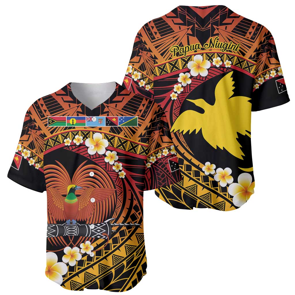 Melanesian Papua New Guinea Baseball Jersey Plumeria Bird of Paradise Tribal LT9 - Polynesian Pride