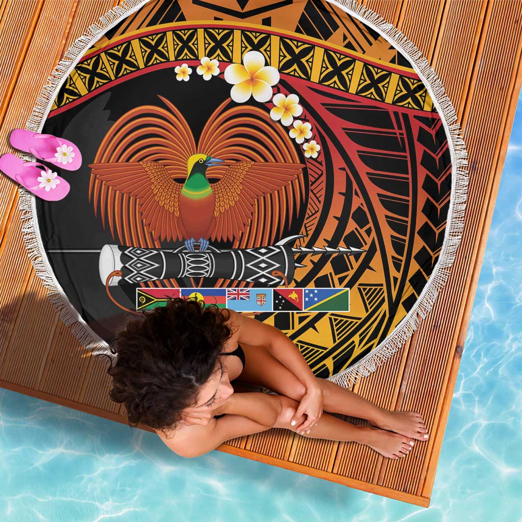 Melanesian Papua New Guinea Beach Blanket Plumeria Bird of Paradise Tribal LT9 - Polynesian Pride