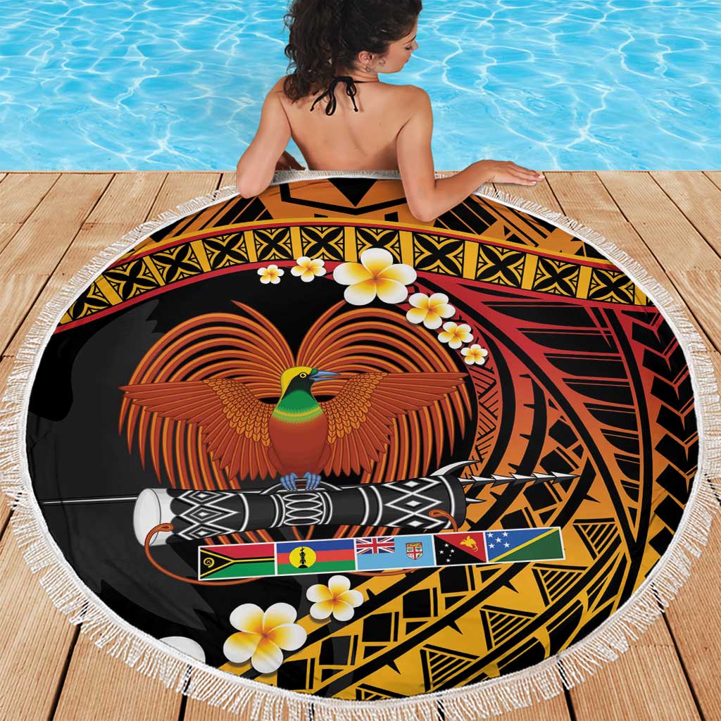 Melanesian Papua New Guinea Beach Blanket Plumeria Bird of Paradise Tribal LT9 - Polynesian Pride