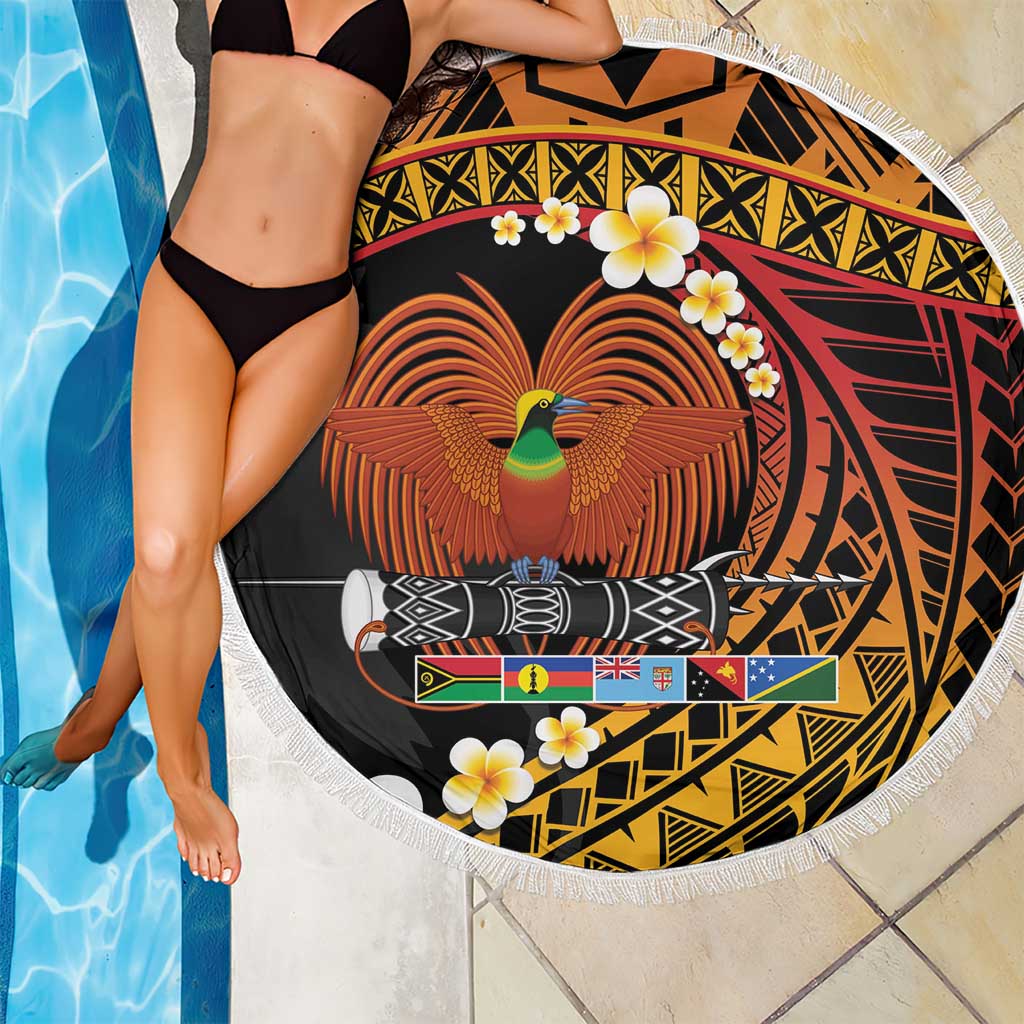 Melanesian Papua New Guinea Beach Blanket Plumeria Bird of Paradise Tribal LT9 - Polynesian Pride