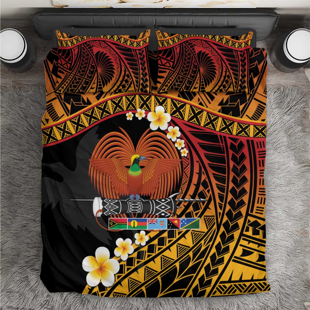 Melanesian Papua New Guinea Bedding Set Plumeria Bird of Paradise Tribal LT9 Red - Polynesian Pride