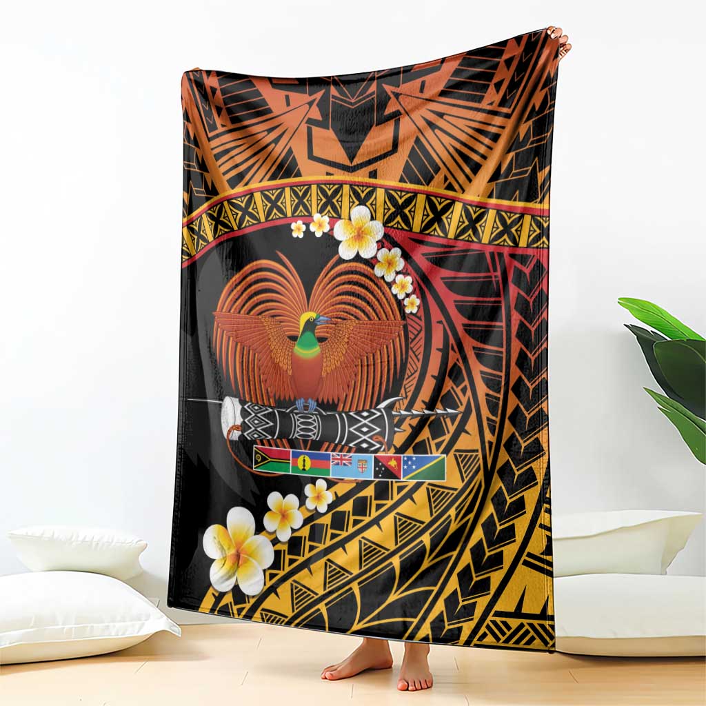 Melanesian Papua New Guinea Blanket Plumeria Bird of Paradise Tribal LT9 - Polynesian Pride