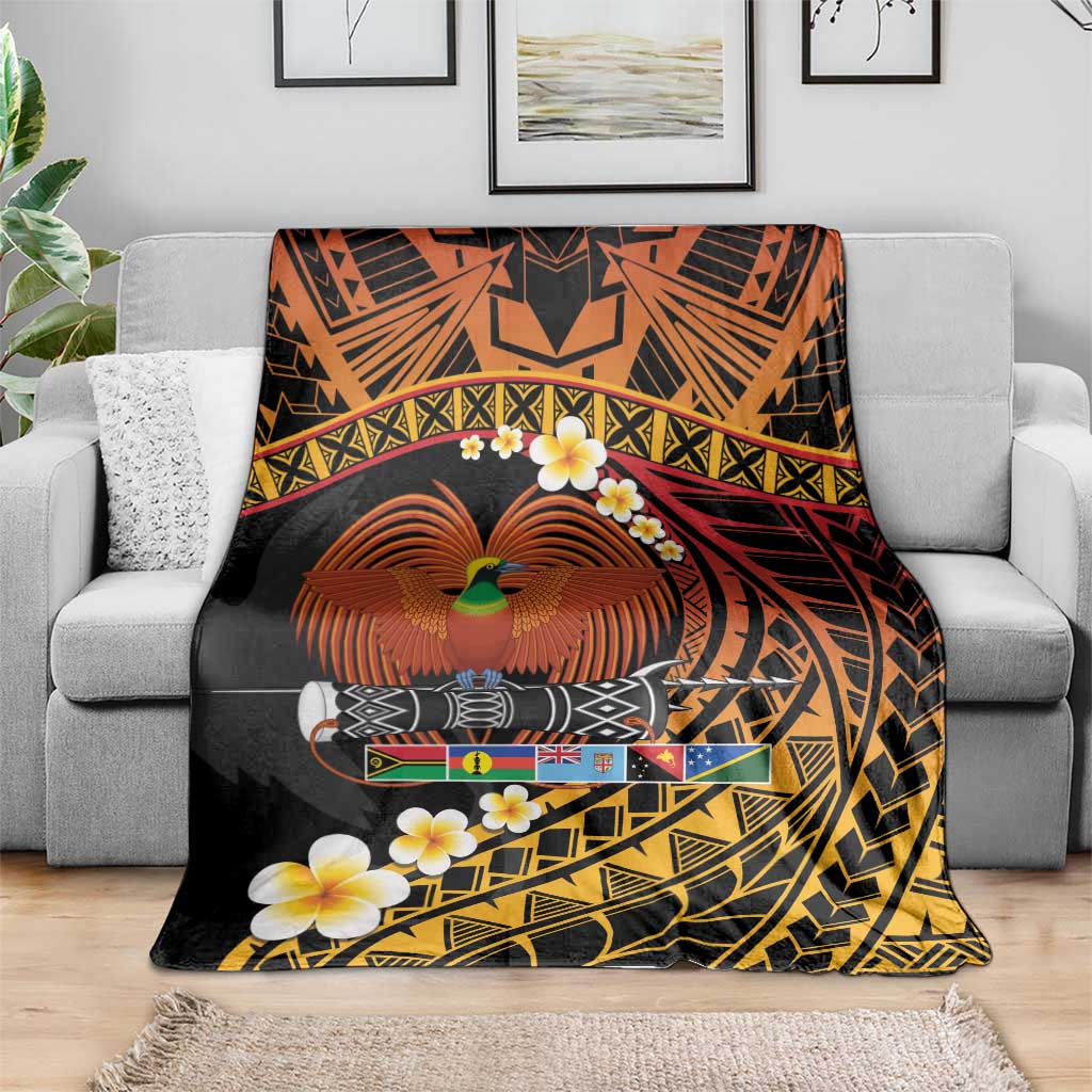 Melanesian Papua New Guinea Blanket Plumeria Bird of Paradise Tribal LT9 - Polynesian Pride