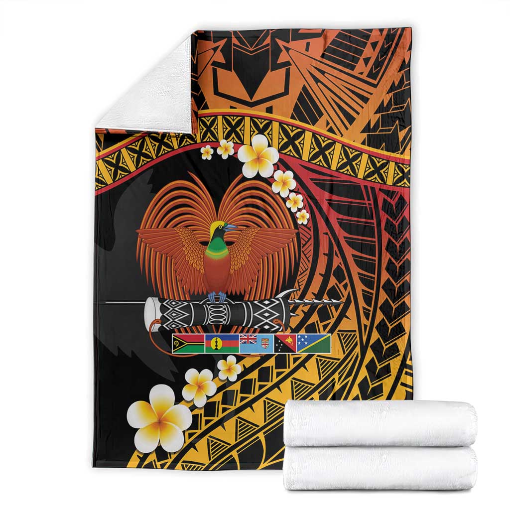 Melanesian Papua New Guinea Blanket Plumeria Bird of Paradise Tribal LT9 - Polynesian Pride
