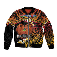 Melanesian Papua New Guinea Bomber Jacket Plumeria Bird of Paradise Tribal LT9 Unisex Red - Polynesian Pride