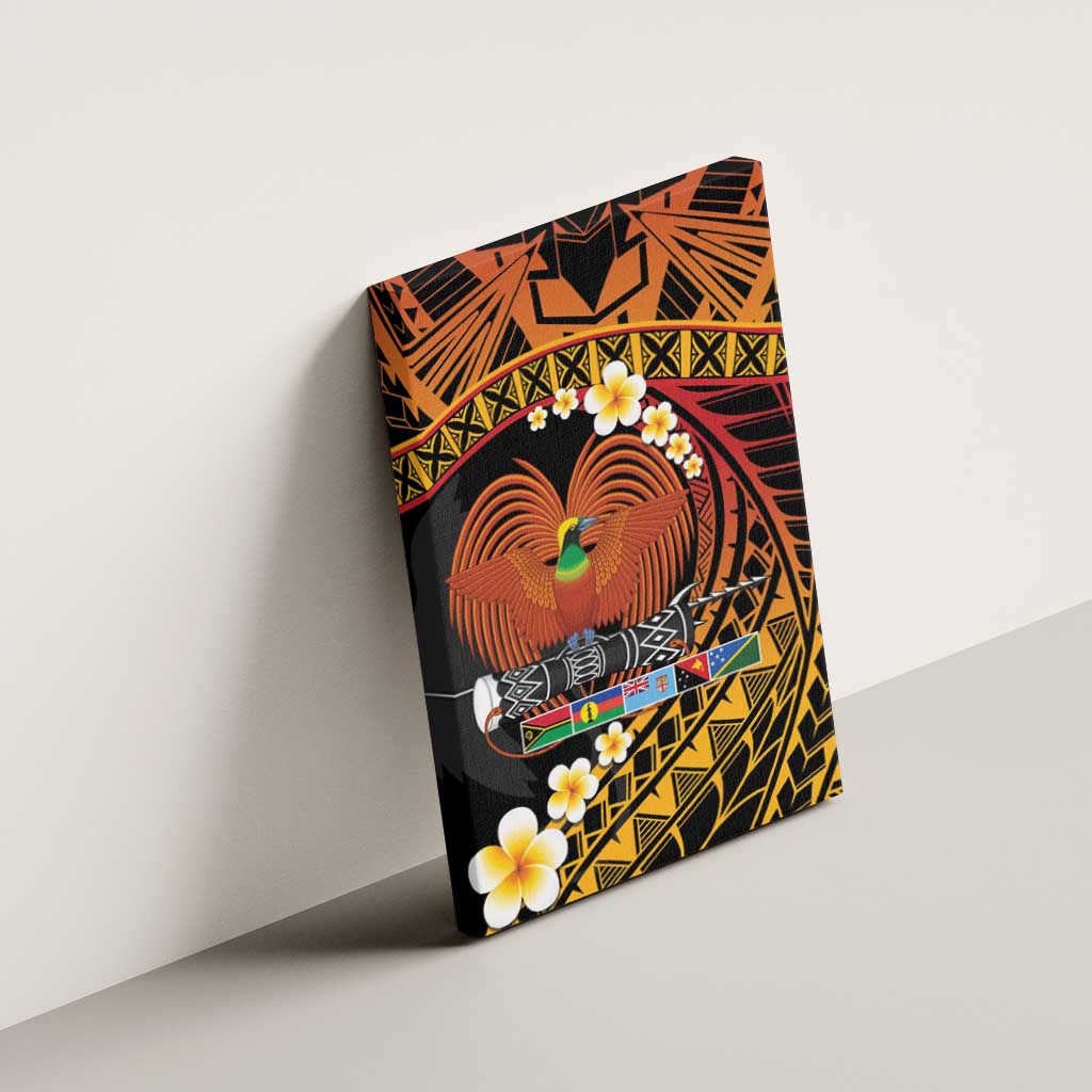 Melanesian Papua New Guinea Canvas Wall Art Plumeria Bird of Paradise Tribal LT9 - Polynesian Pride