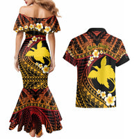 Melanesian Papua New Guinea Couples Matching Mermaid Dress and Hawaiian Shirt Plumeria Bird of Paradise Tribal LT9 - Polynesian Pride