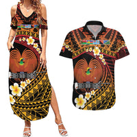 Melanesian Papua New Guinea Couples Matching Summer Maxi Dress and Hawaiian Shirt Plumeria Bird of Paradise Tribal LT9 Red - Polynesian Pride