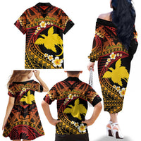 Melanesian Papua New Guinea Family Matching Off The Shoulder Long Sleeve Dress and Hawaiian Shirt Plumeria Bird of Paradise Tribal LT9 - Polynesian Pride