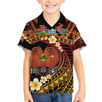 Melanesian Papua New Guinea Family Matching Off The Shoulder Long Sleeve Dress and Hawaiian Shirt Plumeria Bird of Paradise Tribal LT9 Son's Shirt Red - Polynesian Pride