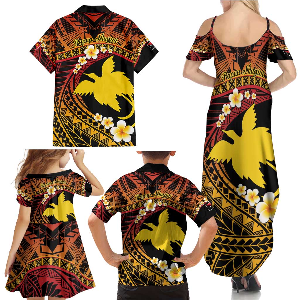 Melanesian Papua New Guinea Family Matching Summer Maxi Dress and Hawaiian Shirt Plumeria Bird of Paradise Tribal LT9 - Polynesian Pride