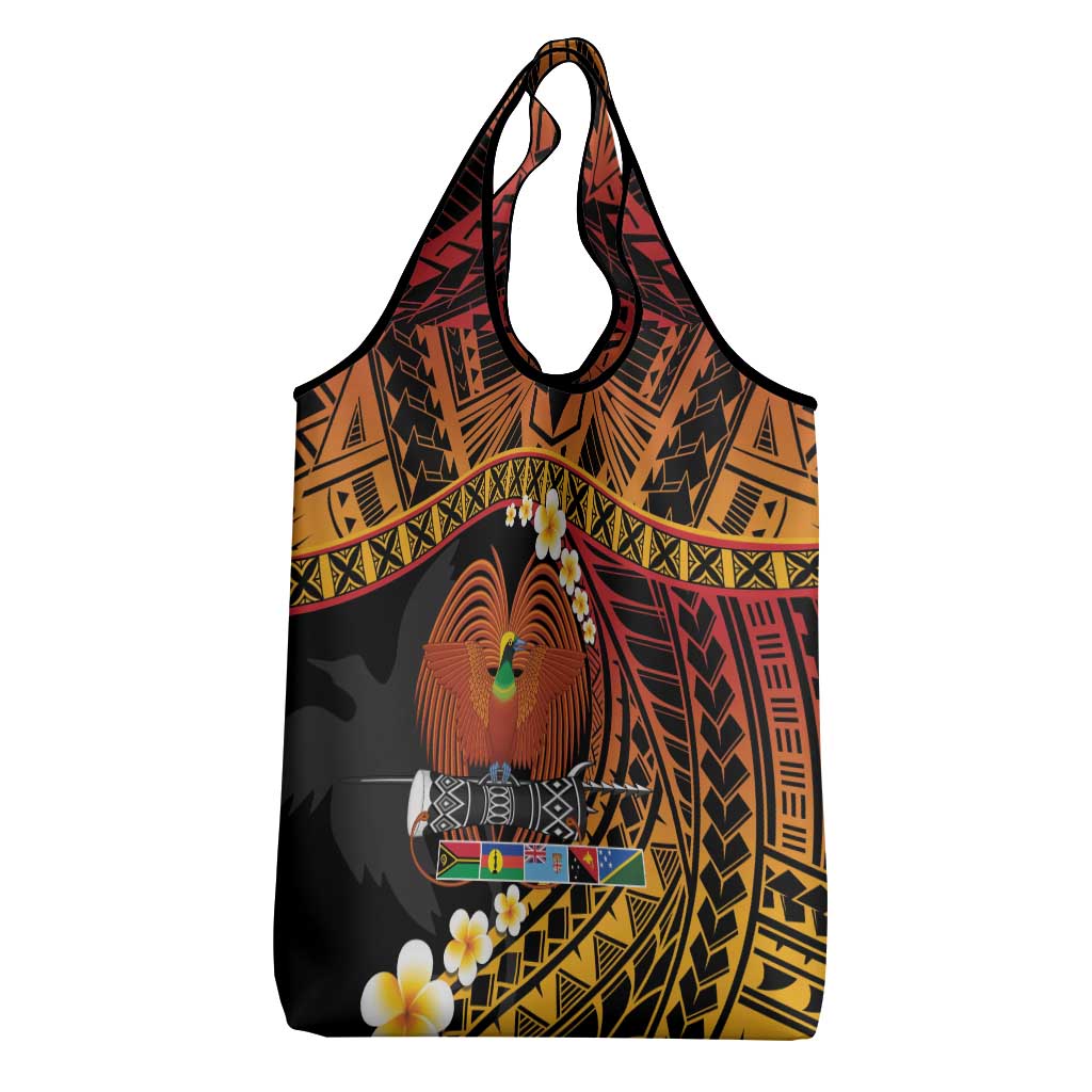 Melanesian Papua New Guinea Grocery Bag Plumeria Bird of Paradise Tribal LT9 - Polynesian Pride