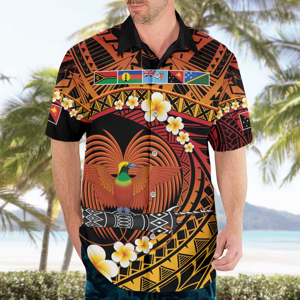 Melanesian Papua New Guinea Hawaiian Shirt Plumeria Bird of Paradise Tribal LT9 - Polynesian Pride