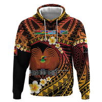 Melanesian Papua New Guinea Hoodie Plumeria Bird of Paradise Tribal LT9 Pullover Hoodie Red - Polynesian Pride