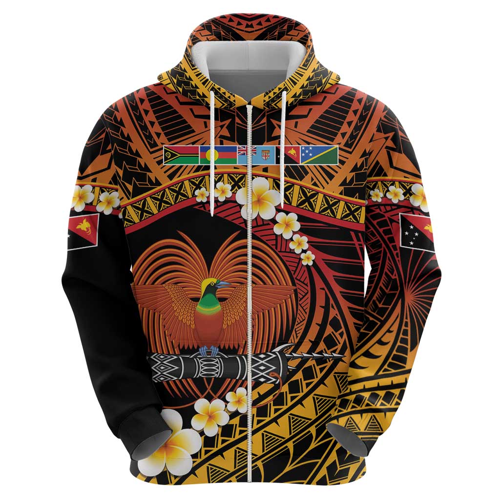 Melanesian Papua New Guinea Hoodie Plumeria Bird of Paradise Tribal LT9 - Polynesian Pride
