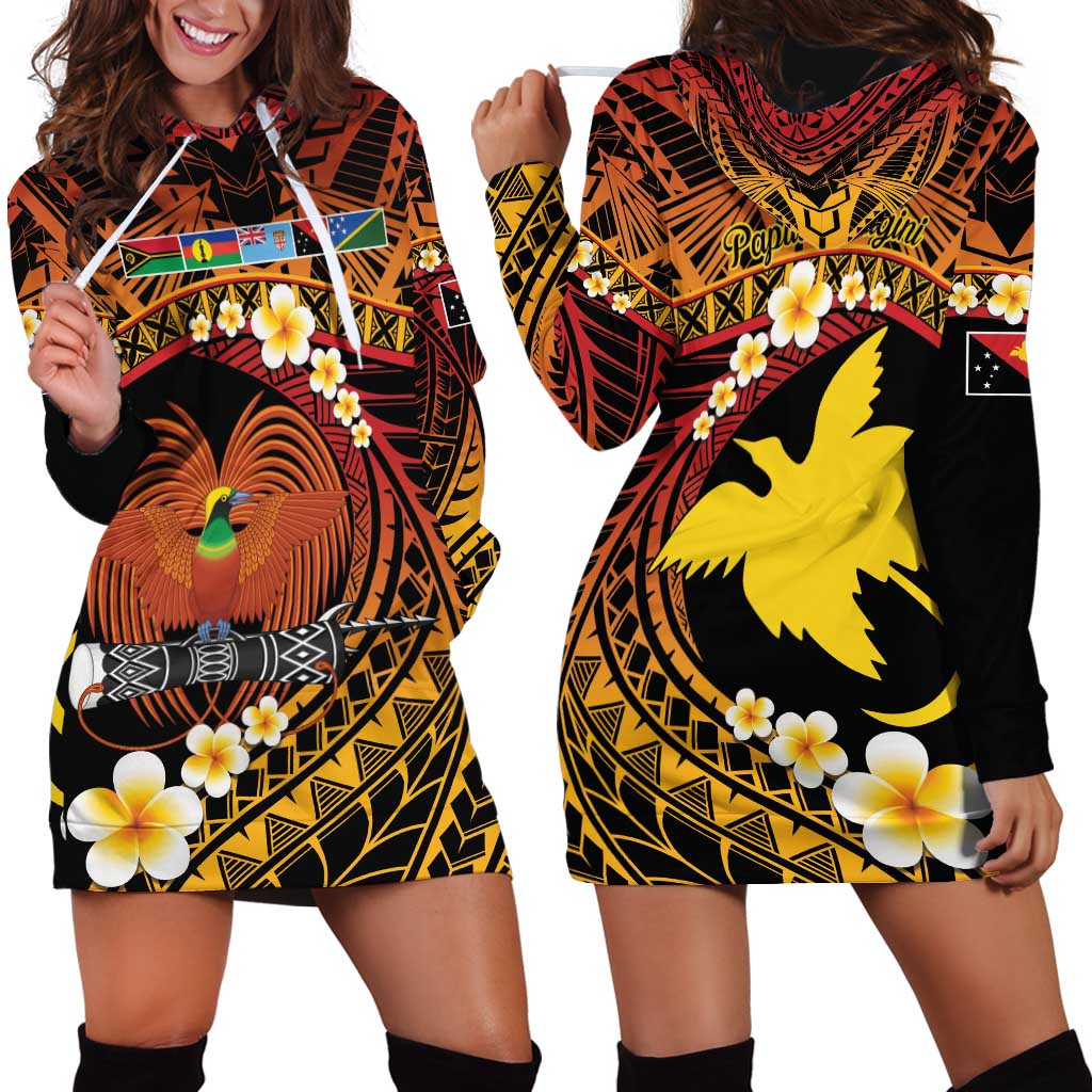 Melanesian Papua New Guinea Hoodie Dress Plumeria Bird of Paradise Tribal LT9 - Polynesian Pride