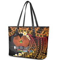 Melanesian Papua New Guinea Leather Tote Bag Plumeria Bird of Paradise Tribal LT9 - Polynesian Pride