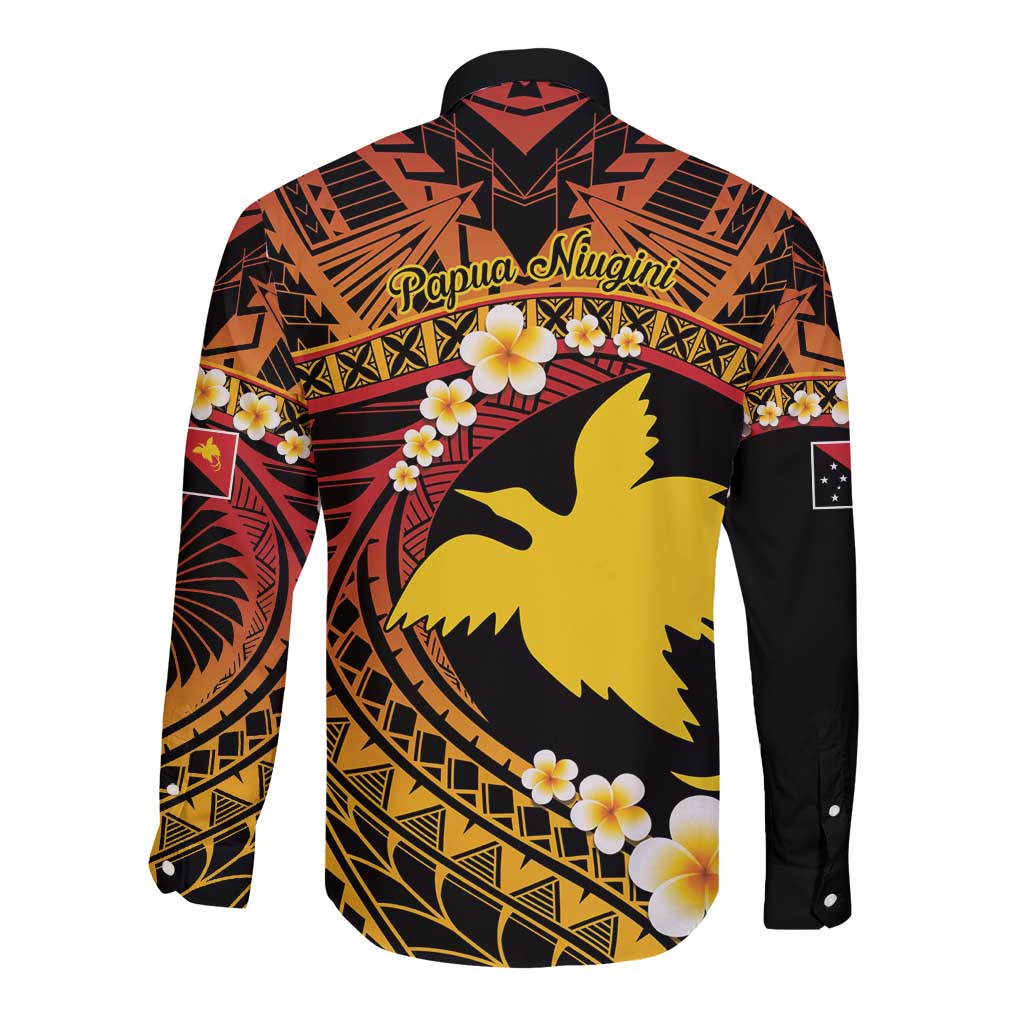 Melanesian Papua New Guinea Long Sleeve Button Shirt Plumeria Bird of Paradise Tribal LT9 - Polynesian Pride