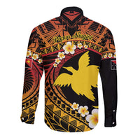 Melanesian Papua New Guinea Long Sleeve Button Shirt Plumeria Bird of Paradise Tribal LT9 - Polynesian Pride