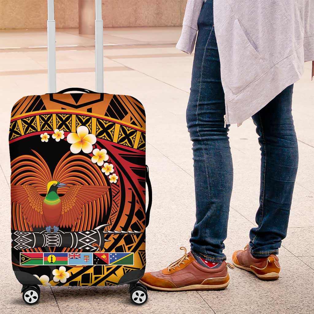 Melanesian Papua New Guinea Luggage Cover Plumeria Bird of Paradise Tribal LT9 Red - Polynesian Pride
